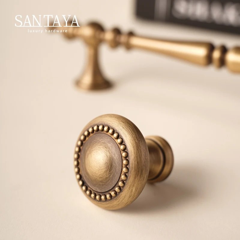 Antique brass crown cabinet handle gallery image 5