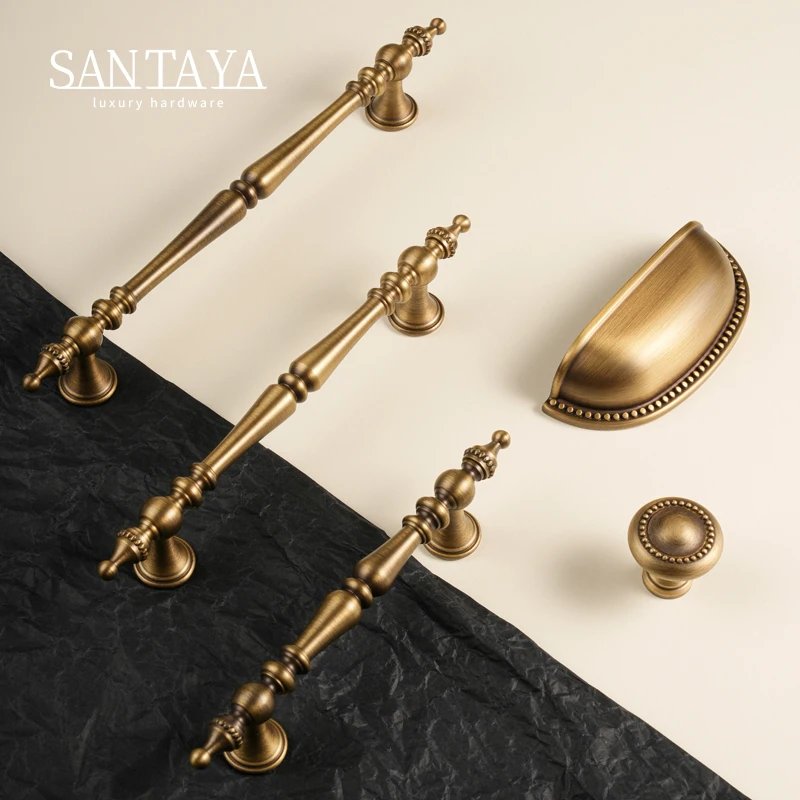 Antique brass crown cabinet handle gallery image 3