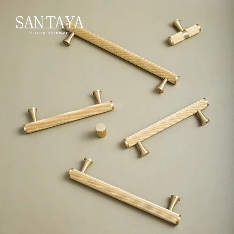 Knurled solid brass cabinet handle gallery image 3