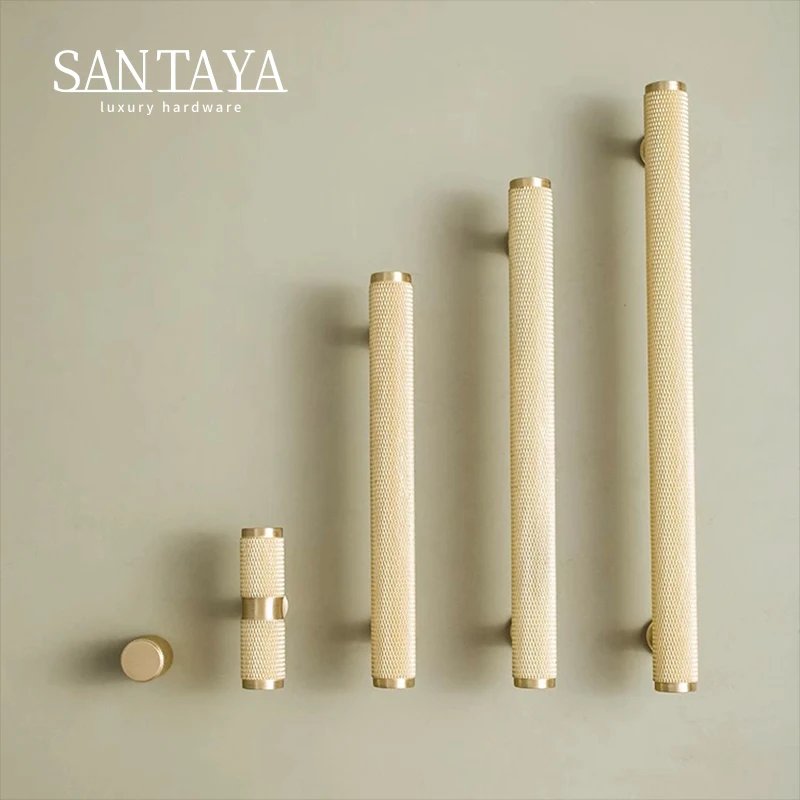 Knurled solid brass cabinet handle gallery image 2