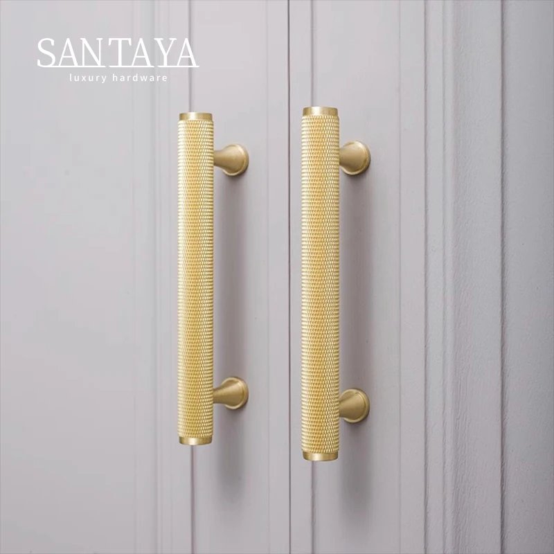 Knurled solid brass cabinet handle gallery image 4