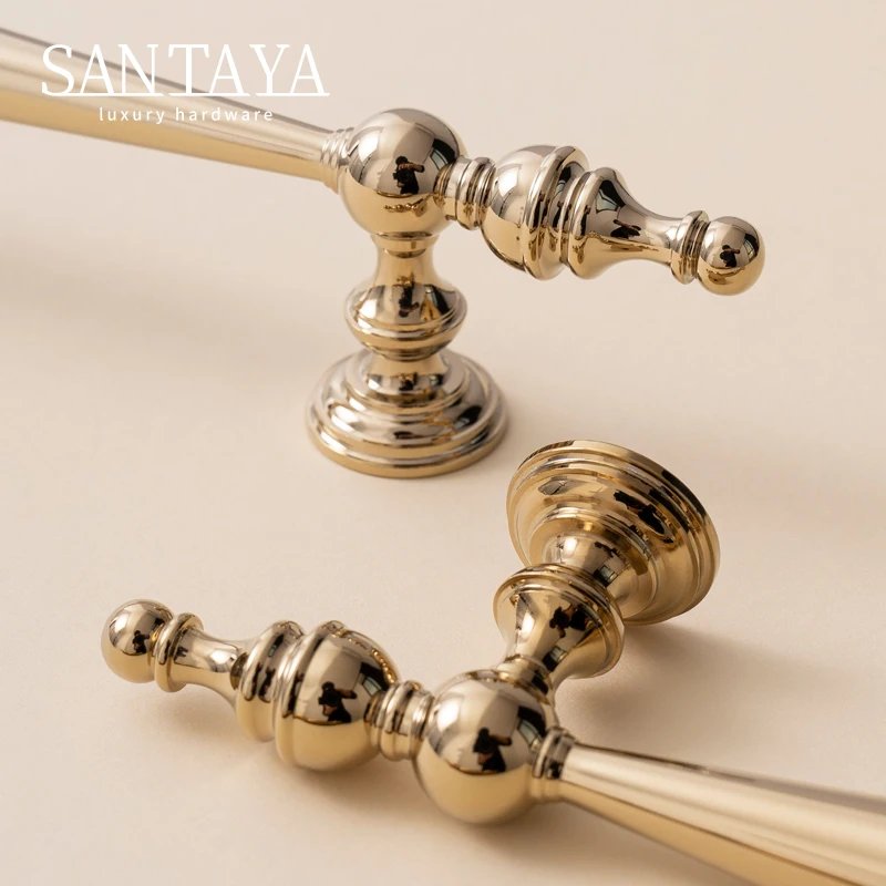 Bright gold PVD brass cabinet handle gallery image 1
